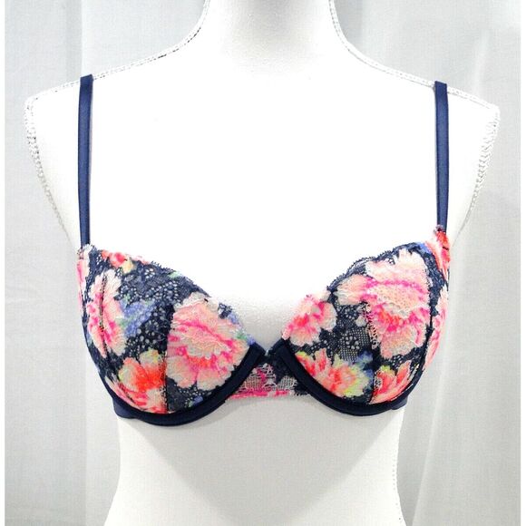 VICTORIA'S SECRET PINK DATE PUSH-UP BRA WOMENS SIZE 32C Neon Free Shipping - Picture 1 of 5